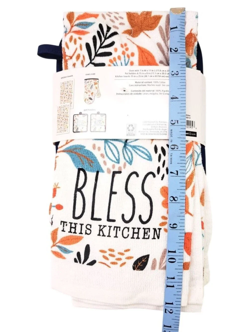 Mainstays 5-Piece Kitchen Set Oven Mitt Pot Holder Towels Bless This Kitchen New